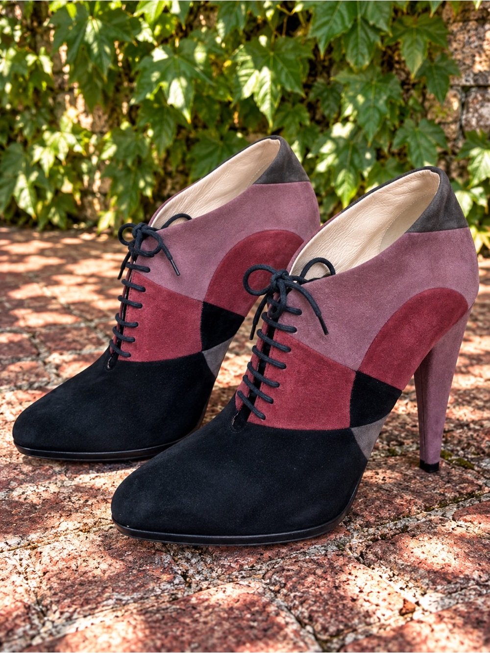 PRADA Italian Made Suede Lace-Up Color Block Luxury Platform Oxfords, 37.5 - Picture 1 of 16